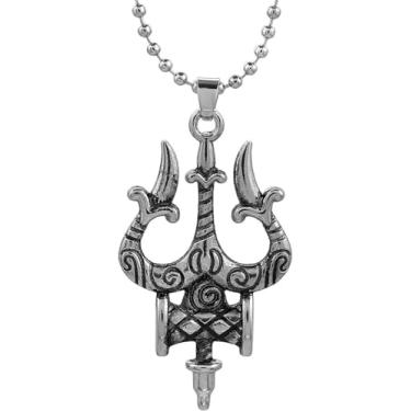 Imagem de Medalhão Trishul Damru de prata oxidado MIX MAGIC MART para homens e mulheres (Om Namah Shivay)
