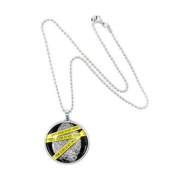 Imagem de Pingente CSI Crime Scene - Colar com pingente de prata Forensic Investigator - 146-SLRN, grande, vidro, sem pedra preciosa
