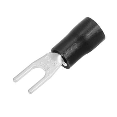 Imagem de uxcell 50 peças SV2-3.7S isolado garfo espada tipo U conector de fio elétrico crimp terminal 16-14AWG preto