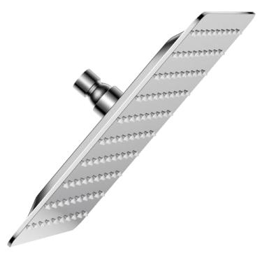 Imagem de Chuveiro de chuva, cabeça de chuveiro quadrada de 8 polegadas, taxa de fluxo de 1,8 GPM, chuveiro de chuva (Chrome, 10 polegadas)