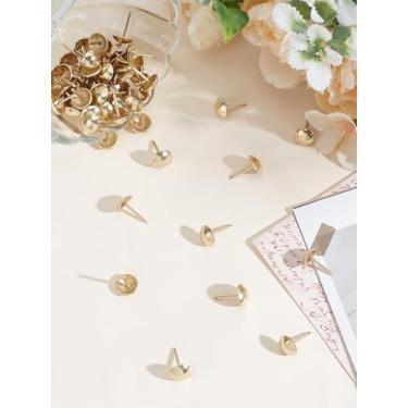 Imagem de 60 peças de tachinhas de estofamento, pinos decorativos para móveis, tachas de metal douradas, pregos de cabeça redonda, pregos de espuma de sofá para móveis estofados, placa de cortiça, decoração de