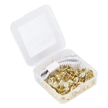 Imagem de KIMISS Conjunto de Tachas para Estofamento de 100 Unidades - Pinos de Unhas Decorativos para Estofamento de Móveis, Cabeças de Pregos de Aço Carbono Com Régua e Corrimão para Fácil Instalação (Ouro)