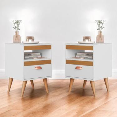 Imagem de Kit Mesa Cabeceira 2 Unidades Bariloche Branco Ype