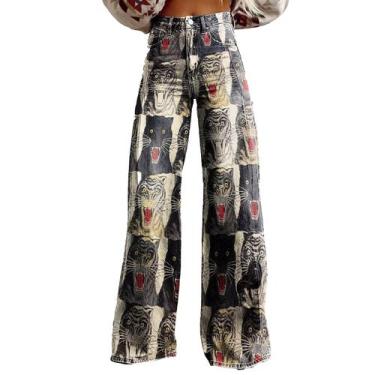 Imagem de Calças Palazzo LUFHBEHB femininas com estampa floral boho de cintura a