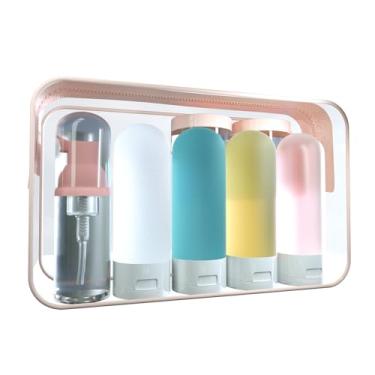 Imagem de Conjunto de garrafas de viagem de 19 peças - para artigos de higiene pessoal aprovado pela TSA, recipientes de plástico PET à prova de vazamento, acessórios de viagem portáteis recarregáveis para