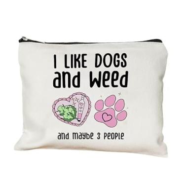 Imagem de Tangseajiao 1 bolsa de maquiagem para mulheres, acessórios para decoração de folhas verdes, cães, mãe, aniversário, amizade, presentes, amigos, viagens, higiene pessoal