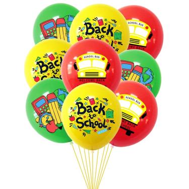 Imagem de Conjunto de balões de látex para voltar às aulas, 9 peças de 30 cm, coloridos
