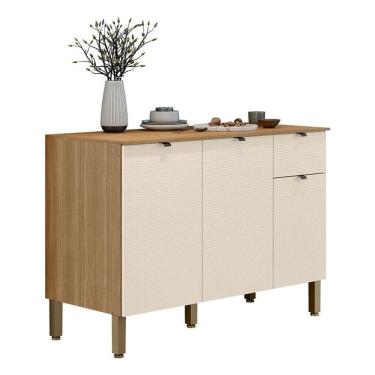 Imagem de Balcão De Cozinha Plus 3 Portas 1 Gaveta 120 Cm Freijó Soft - Kits Paraná