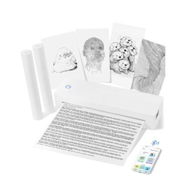 Imagem de Impressora portátil A4, térmica, sem fio, mini impressora sem tinta para suporte de viagem, papel térmico A4 e A5 de 21,6 cm x 27,9 cm, compatível com telefone e laptop Android e iOS