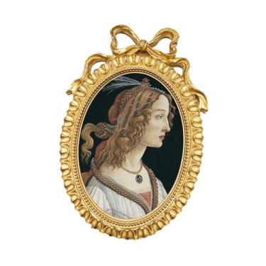 Imagem de Baoblaze Porta-retratos oval de design vintage para mesa ou parede, e criativo, ideal para decoração de sala de estar, Ouro