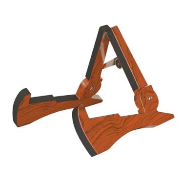 Imagem de oshhni Suporte de chão dobrável para guitarra, acessório universal profissional para instrumentos musicais, ideal para aulas de bandolim, Marrom Claro