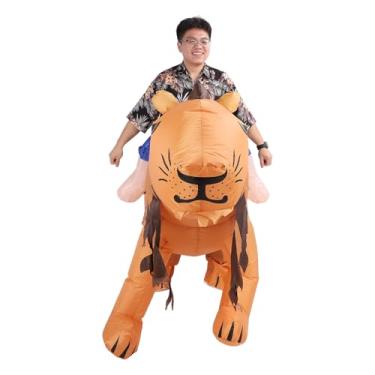 Imagem de Fantasia inflável, fantasia de sopro de poliéster, fantasia de leão para montar, fantasia engraçada de Halloween para festas e festivais, 150-190 cm, design de cores vibrantes