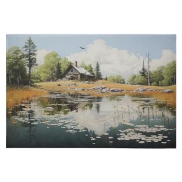 Imagem de Wassud Tapete de porta de casa de madeira 61 x 89 cm, tapete de área lavável antiderrapante com suporte de borracha, tapete macio e macio para sala de estar, quarto, entrada, entrada