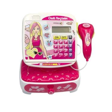 Imagem de Caixa Registradora de Brinquedo com Visor Digital, Gaveta, Secador de Cabelo e Acessórios, Plástico, 18x22x12cm, Requer 2 Pilhas AA