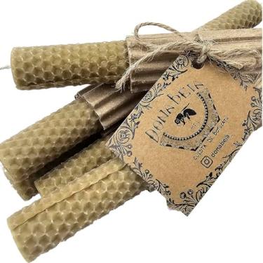 Imagem de Vela de Cera de Abelha 100% Natural, 20cm, Sem Química, Queima Limpa, Aroma Natural de Mel