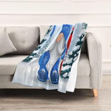 Imagem de Wassud Cobertores e mantas de Natal 152 x 228 cm cobertor de gnomo e pássaro para sofá, cobertores quentes aconchegantes de lã de pelúcia para cama, sofá, cadeira, decoração de casa
