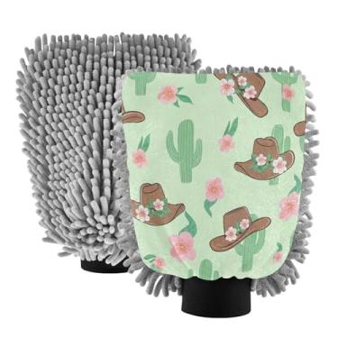 Imagem de STAYTOP Chapéus de cowboy florais, luvas de lavagem de carro, 2 peças, luvas de microfibra de chenille, sem arranhões, panos de esponja de lavagem ultra absorventes para carros, limpeza doméstica - G