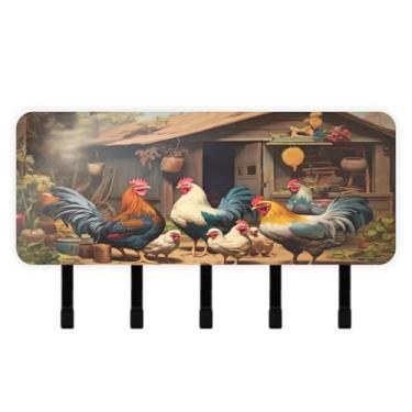 Imagem de Burbuja Porta-chaves de fazenda com 5 ganchos, porta-chaves autoadesivo montado na parede, organizador de armazenamento de correio para entrada, decoração de casa