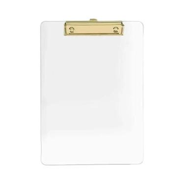 Imagem de Prancheta De Acrílico Transparente Com Clipe Dourado Tamanho Carta A4 