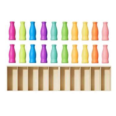 Imagem de Jogo de Memória Cores e Adivinhação, Brinquedo Educativo Infantil, Treinamento Cognitivo, 10 Garrafas Coloridas