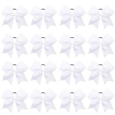 Imagem de Laços de cabelo Cheer OAOLEER brancos de 8 polegadas para meninas, pac