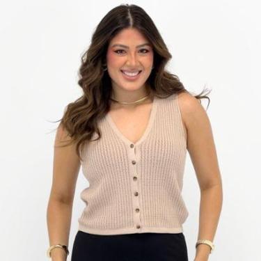 Imagem de Colete Via Tricot Boho Cropped em Tricot Feminino-Feminino