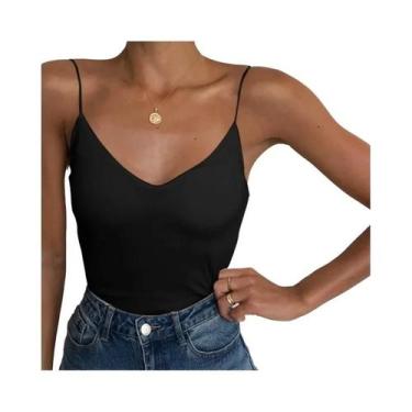 Imagem de Camiseta Regata Feminina Slim Fit Sem Mangas Verão Sexy Cor Sólida Top