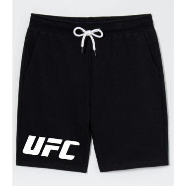 Imagem de Bermuda Masculina Moletinho - UFC MMA Luta Fight Night, Preto, Branco,