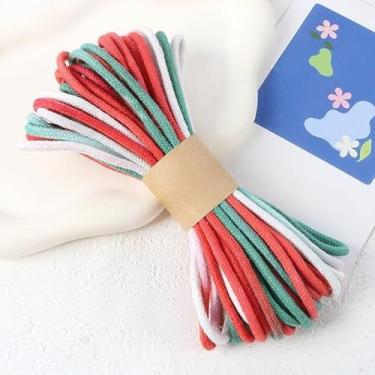 Imagem de Cordão de algodão variegado de 4 mm para fabricação de pulseiras – corda de trança macia que muda de cor para macramê, joias, artesanato (vermelho + verde)