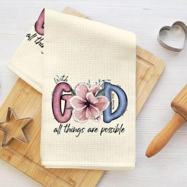 Imagem de Toalhas de cozinha com versículo bíblico, panos de prato de flores, toalha de mão para banheiro, casa de fazenda, panos macios absorventes de microfibra para lavar pratos de cozinha, presentes