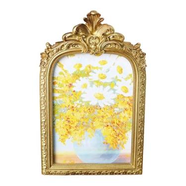 Imagem de predolo Porta-retratos vintage em formato de arco, suporte para cartões, decoração retrô para casa, festa, moldura de resina ornamentada para sala de estar,