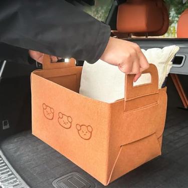 Imagem de Organizador de porta-malas dobrável, armazenamento de carro resistente de grande capacidade para carro, sedã ou SUV, cesta de armazenamento multiuso portátil com economia de espaço com alças (médio