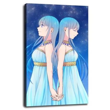Imagem de Anime Twins Wall Art Original Canvas Prints Personagens Poster Para Casa Conjunto de 1 Decorações Com Moldura 106.6 cm x 61.0 cm