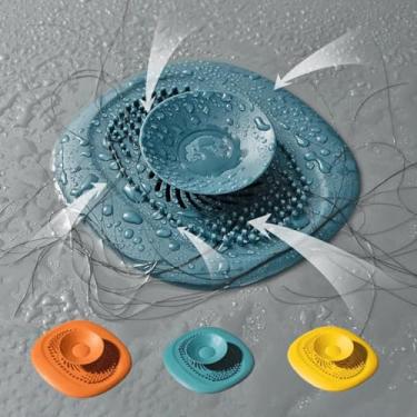 Imagem de Captador de cabelo e ralo de chuveiro 2 em 1, coletor de cabelo durável para pia e tampa de pia para banheiro, banheira e cozinha (azul)