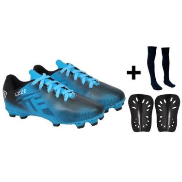 Imagem de Chuteira Campo Gramado Trave Adulto Nova UZ + Meião + Caneleira - UZZE