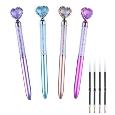 Imagem de AIYAYI Conjunto de canetas esferográficas de metal cristal diamante glitter para diário, tinta azul, coisas bonitas, artigos de papelaria extravagantes, presentes para mulheres, meninas, aniversário