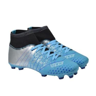 Imagem de Chuteira Campo Botinha UZ Cravo Adulto + Caneleira + Meião + Relógio +