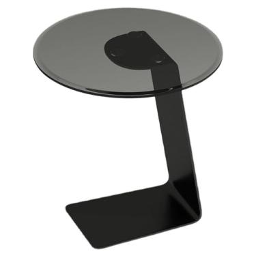 Imagem de Mesa central para sofá, mesa lateral pequena, mesa redonda de vidro leve e luxuosa, pequena mesa de centro para sala de estar