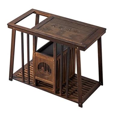 Imagem de Mesa de centro mesa de chá para casa pequena mesa de chá sala de estar mesa de chá de camada dupla pequena mesa de chá móveis mesa de café mesa de quarto