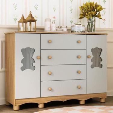 Imagem de Cômoda Infantil 125cm 2 Portas Com Vidro E 4 Gavetas Ternura Multimóve