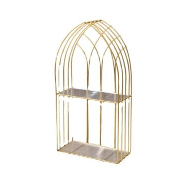 Imagem de Suporte de escova de dentes de ferro de camada dupla para bancada de banheiro suporte de escova de dentes rack de armazenamento de cosméticos dourado suporte de pasta de dente rack de armazenamento de