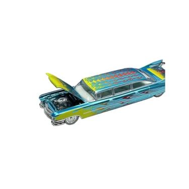 Imagem de 1959 Series 62 Limousine Diecast Model Car, 1:64 Scale, Purple with Flame Graphics, Opening Hood, Display Case Included (Blue)