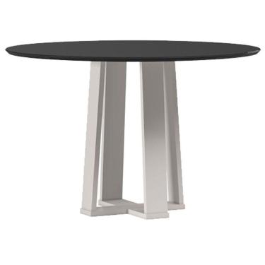 Imagem de Mesa De Jantar 120 Cm Isabela Com Vidro Off White Preto - New Ceval