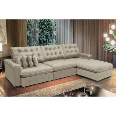 Imagem de Sofá Berlin 3.85x2.10m Com Chaise Super Pillow Top - Bege