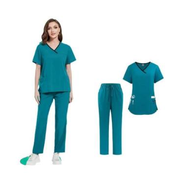 Imagem de Conjunto De Uniforme De Enfermagem Feminino Leve E Fino Com Manga Curt