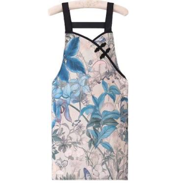 Imagem de Avental com estampa floral para mulheres à prova d'água e resistente a