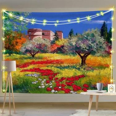 Imagem de Tapeçaria pendurada na parede, paisagem rural, 150 cm x 130 cm - yiwei