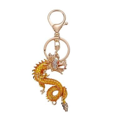 Imagem de Chaveiro Chinese Dragon Gold Alloy Strass para homens - Yiweisai