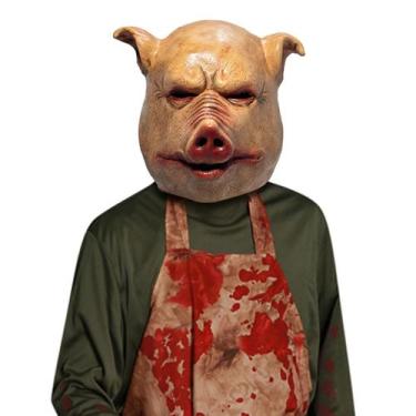 Imagem de Máscara Ghost Pig Head Latex, fantasia de cosplay de Halloween - yiwei