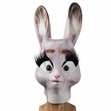 Imagem de Máscara facial completa Judy Rabbit Latex para fantasia de festa Hood 